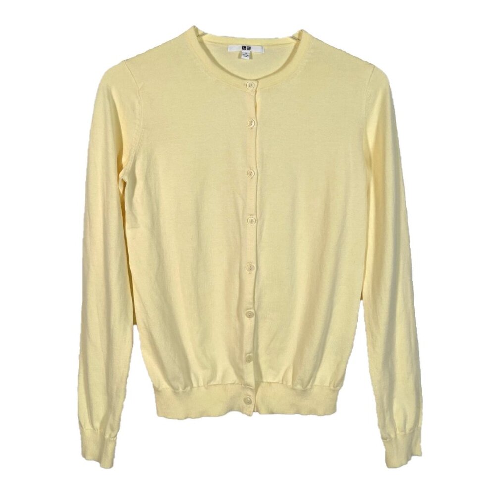 Uniqlo Pale Yellow Button Front Long Sleeve Cardigan Size Small